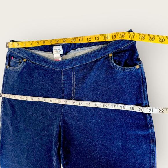 Pajama Jeans Bootcut Mid Rise Terry Stretch Pullon Drawstring Jeans Size L Blue - Picture 12 of 15